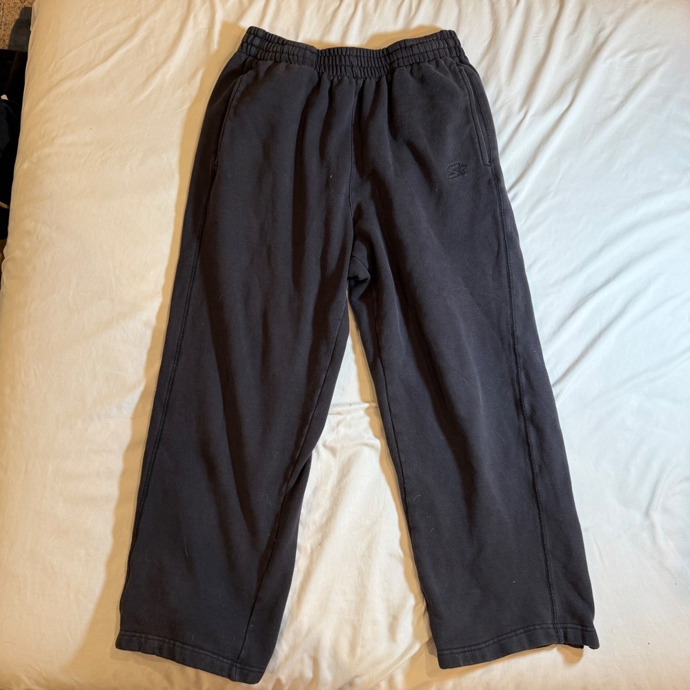 Starter Mens Black Fleece Sweatpants Joggers Elastic Waist Pockets Size Medium
